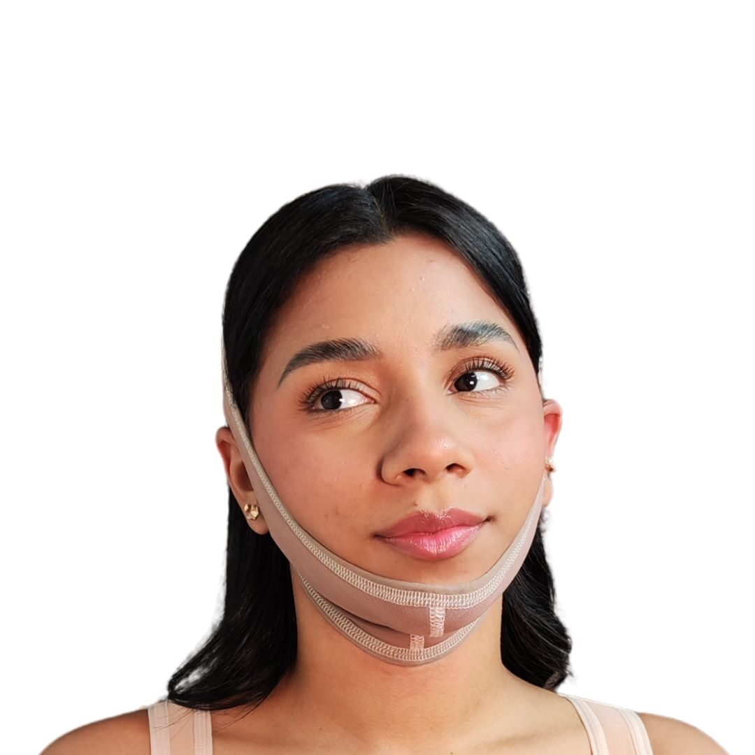 Mentonera tipo banda alta compresión postoperatoria lipopapada